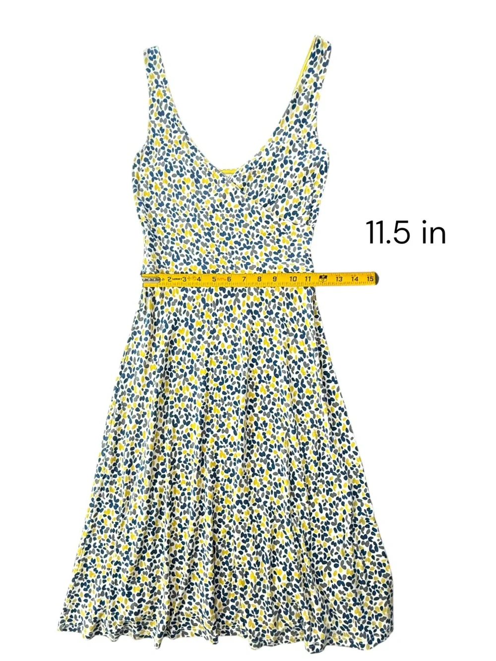 Boden Women Fit Flare Dress US 2R White Blue Yellow Dot Print Sleeveless - Picture 10 of 11